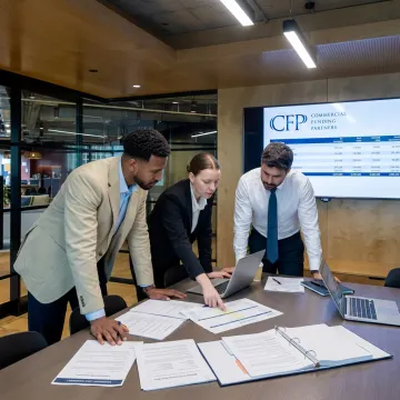 Finance professionals reviewing equipment loan documents