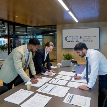 Finance specialists reviewing equipment leasing documents