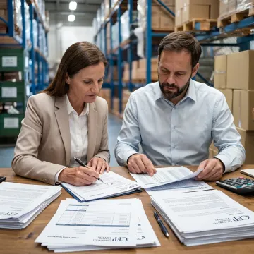 Finance team reviewing equipment funding documents