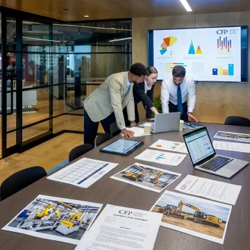 Finance team reviewing equipment funding documents