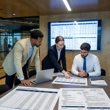 Finance team reviewing equipment funding documents