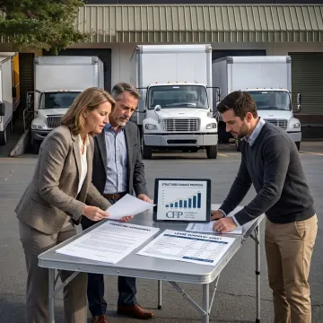 Commercial fleet trucks and finance team