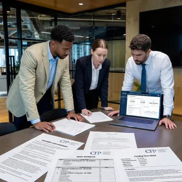 Finance team reviewing equipment financing documents