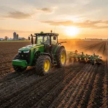 Modern tractor working in a field