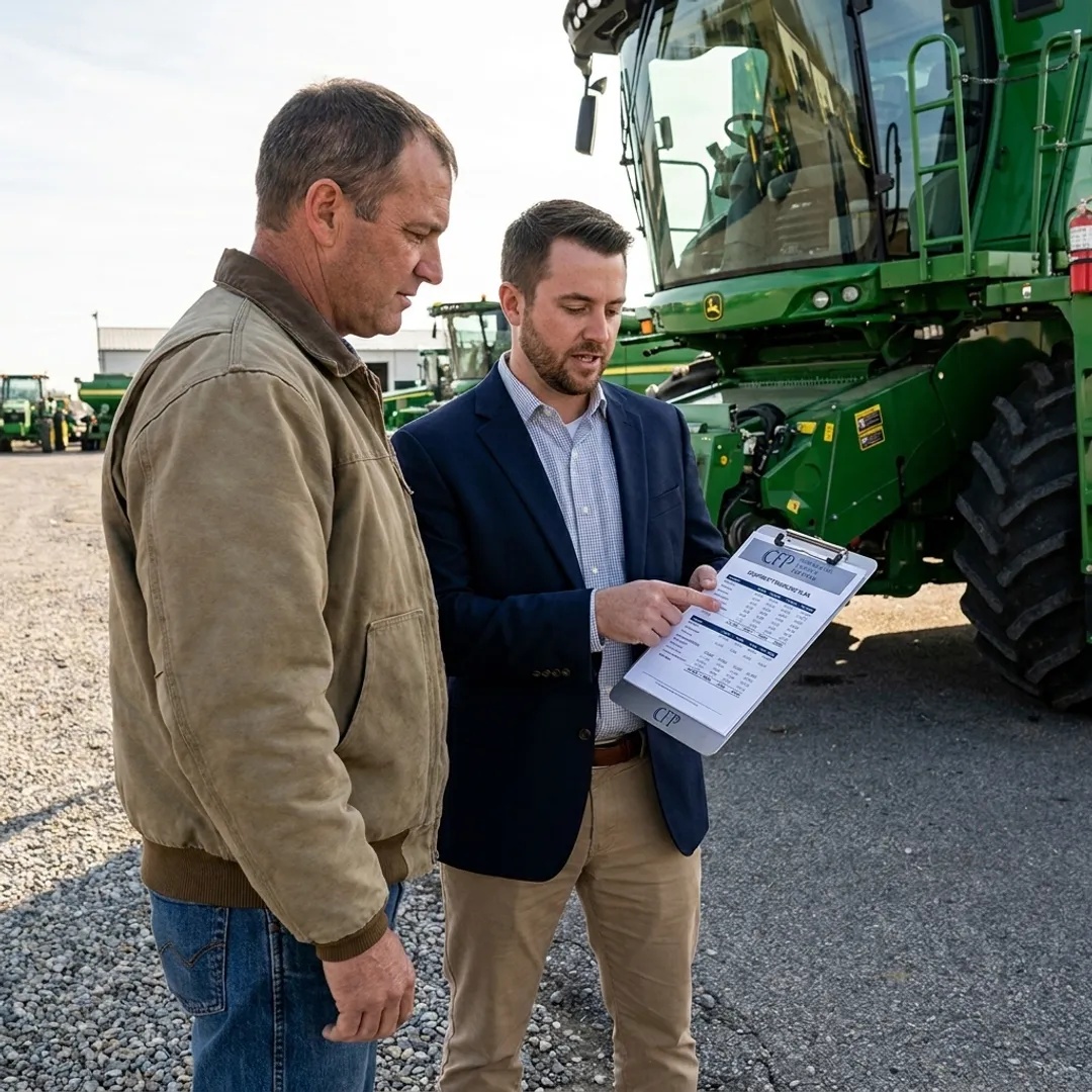 Farm manager reviewing equipment financing