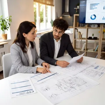 Finance professional reviewing industrial equipment project