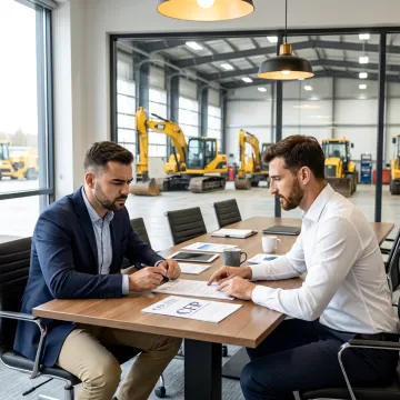 Equipment distributor discussing financing with a customer