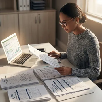 Finance specialist reviewing an equipment purchase proposal