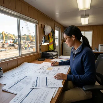 Construction business owner reviewing financing plans