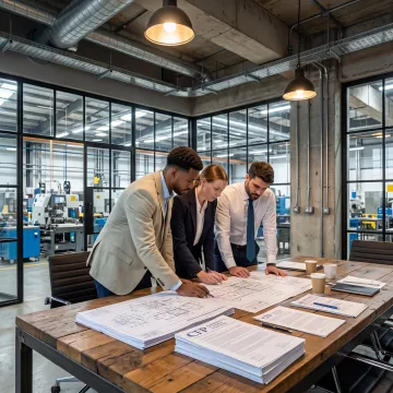 Business leaders reviewing equipment finance plans