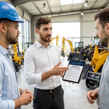 Sales representative presenting equipment financing options