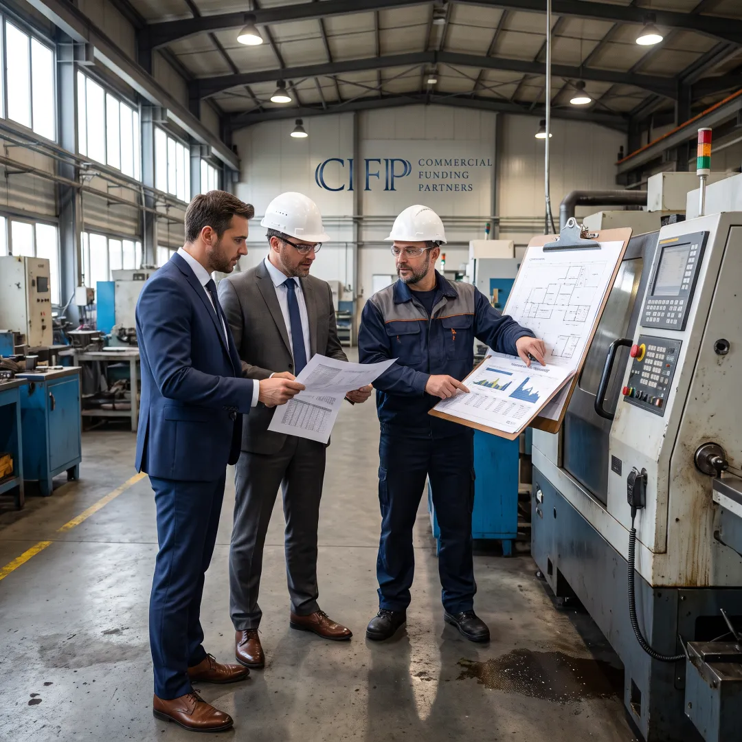 Business leaders reviewing machinery financing plans