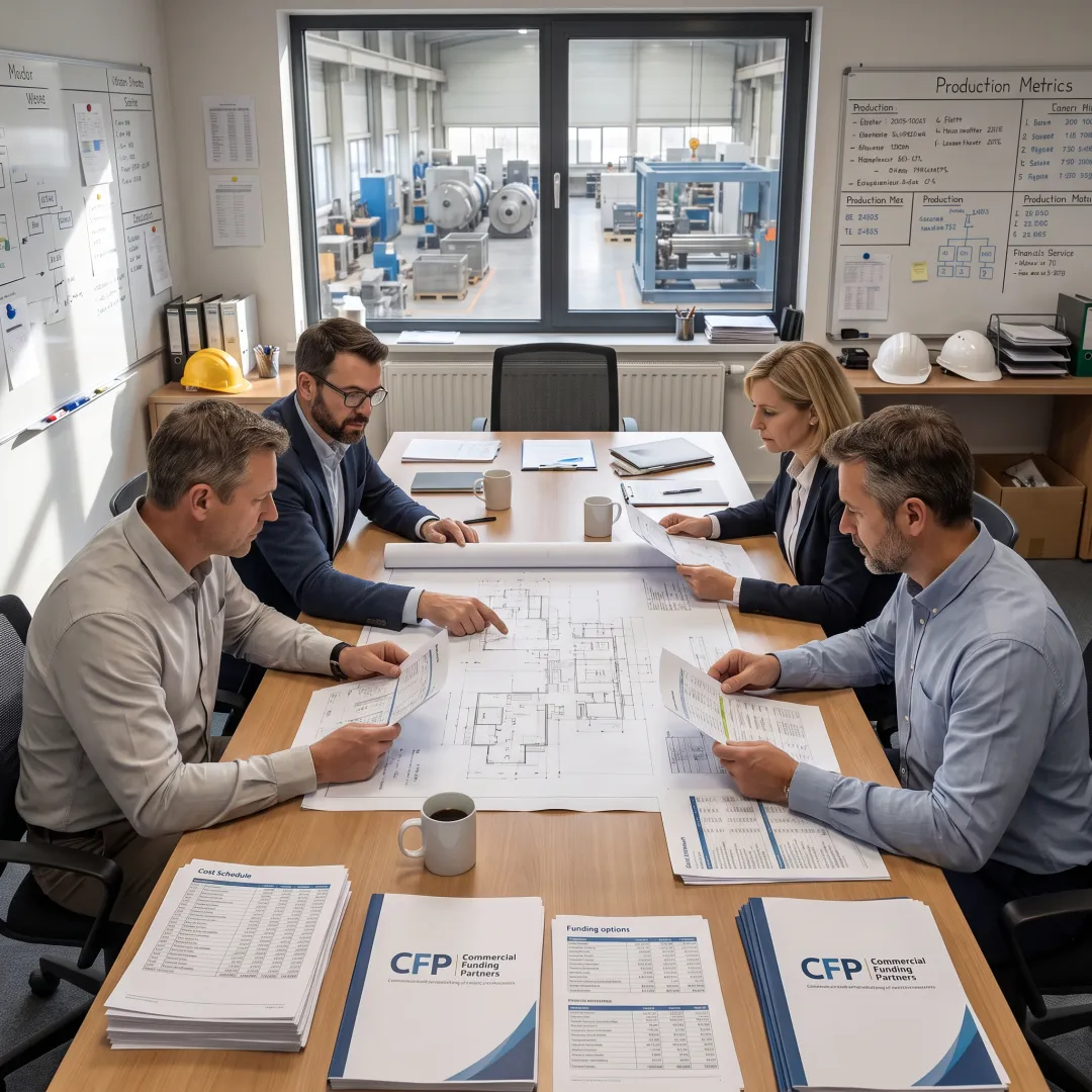 Manufacturing leaders reviewing equipment financing plans