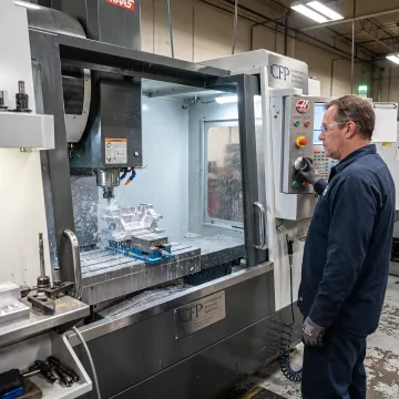 CNC machine operating in a modern manufacturing facility