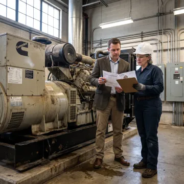 Business team reviewing generator financing plans