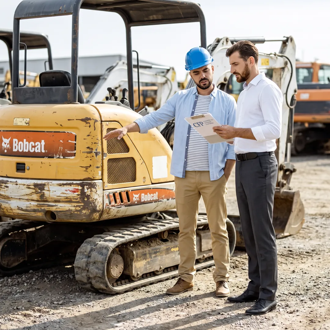 Contractor reviewing mini excavator financing options