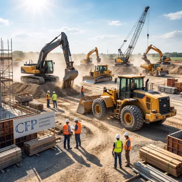 Construction equipment at an active jobsite