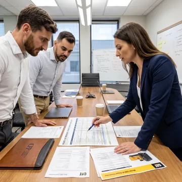 Finance professionals reviewing a commercial generator project