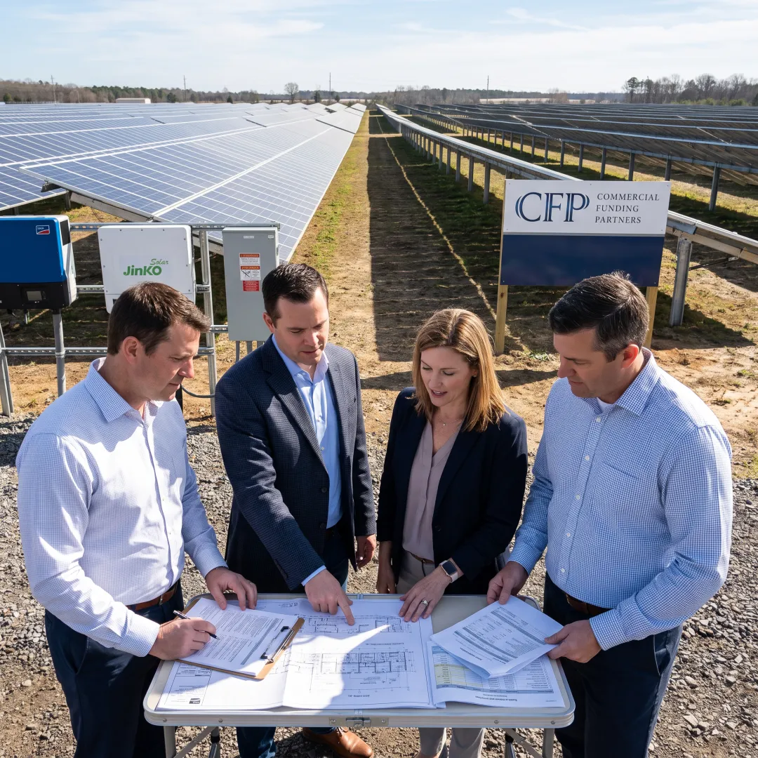 Team reviewing commercial solar financing plans