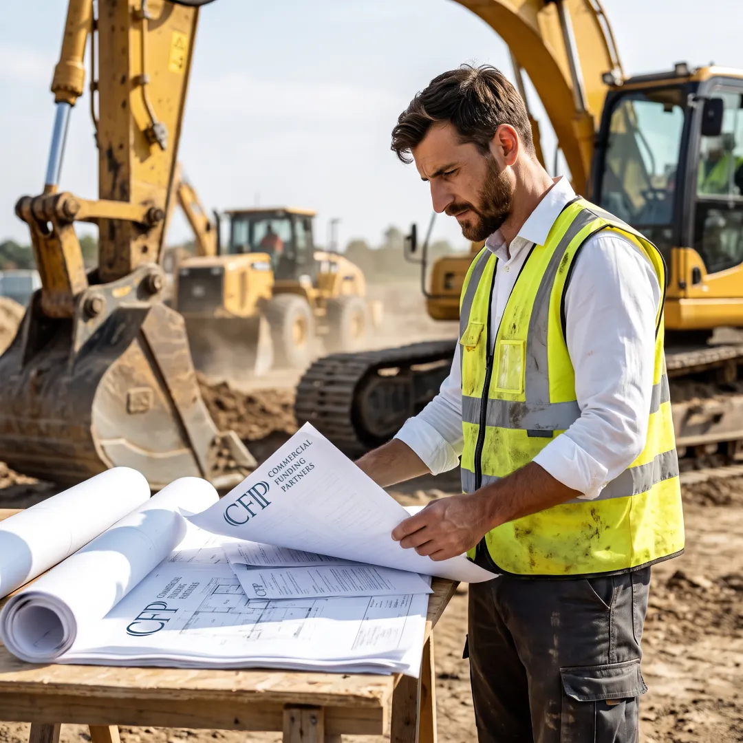 Construction manager reviewing heavy equipment financing plans
