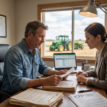 Ranch owner discussing equipment financing