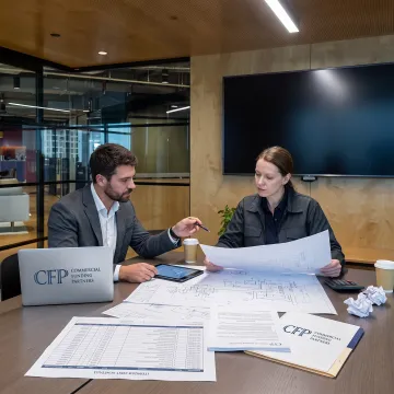 Finance professional reviewing a machinery project