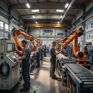Industrial machinery in a modern manufacturing facility