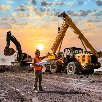 Heavy construction equipment at an active jobsite