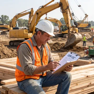 Construction manager reviewing equipment financing plans