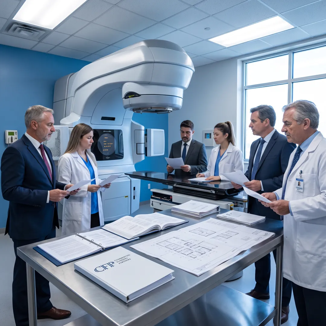 Medical team evaluating diagnostic equipment