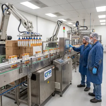 Automated packaging line in a manufacturing facility