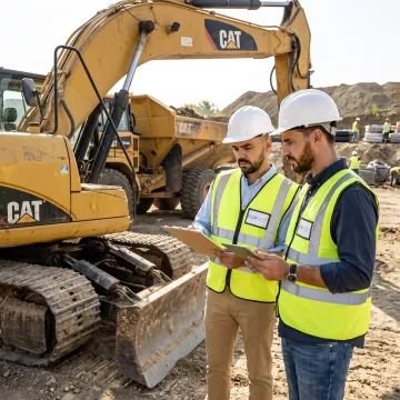 Heavy equipment at an industrial worksite
