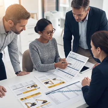 Finance professional reviewing equipment project plans