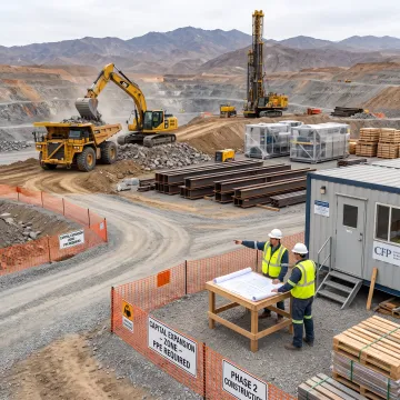 Mining operation with heavy equipment