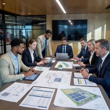 Finance professionals reviewing an energy equipment project