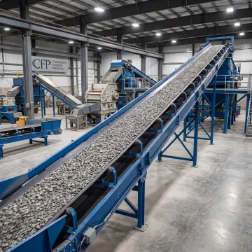Mining conveyor system operating at an industrial site