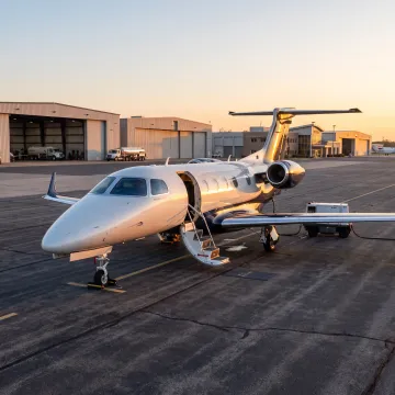 Light jet on an airport tarmac