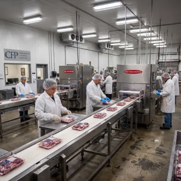 Modern meat processing production line