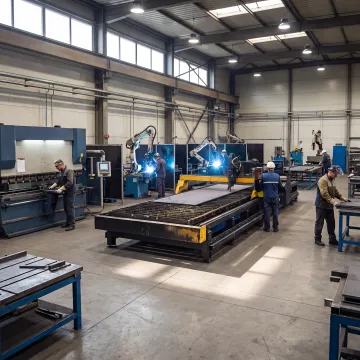 Modern metal fabrication facility with automated equipment