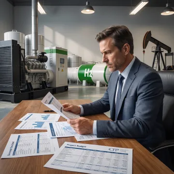 Finance professional reviewing a commercial generator project