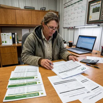 Business owner reviewing commercial sprayer financing