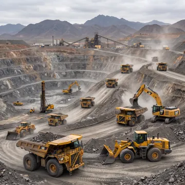 Surface mining equipment operating at an open-pit mine