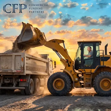 Wheel loader operating at an active construction site