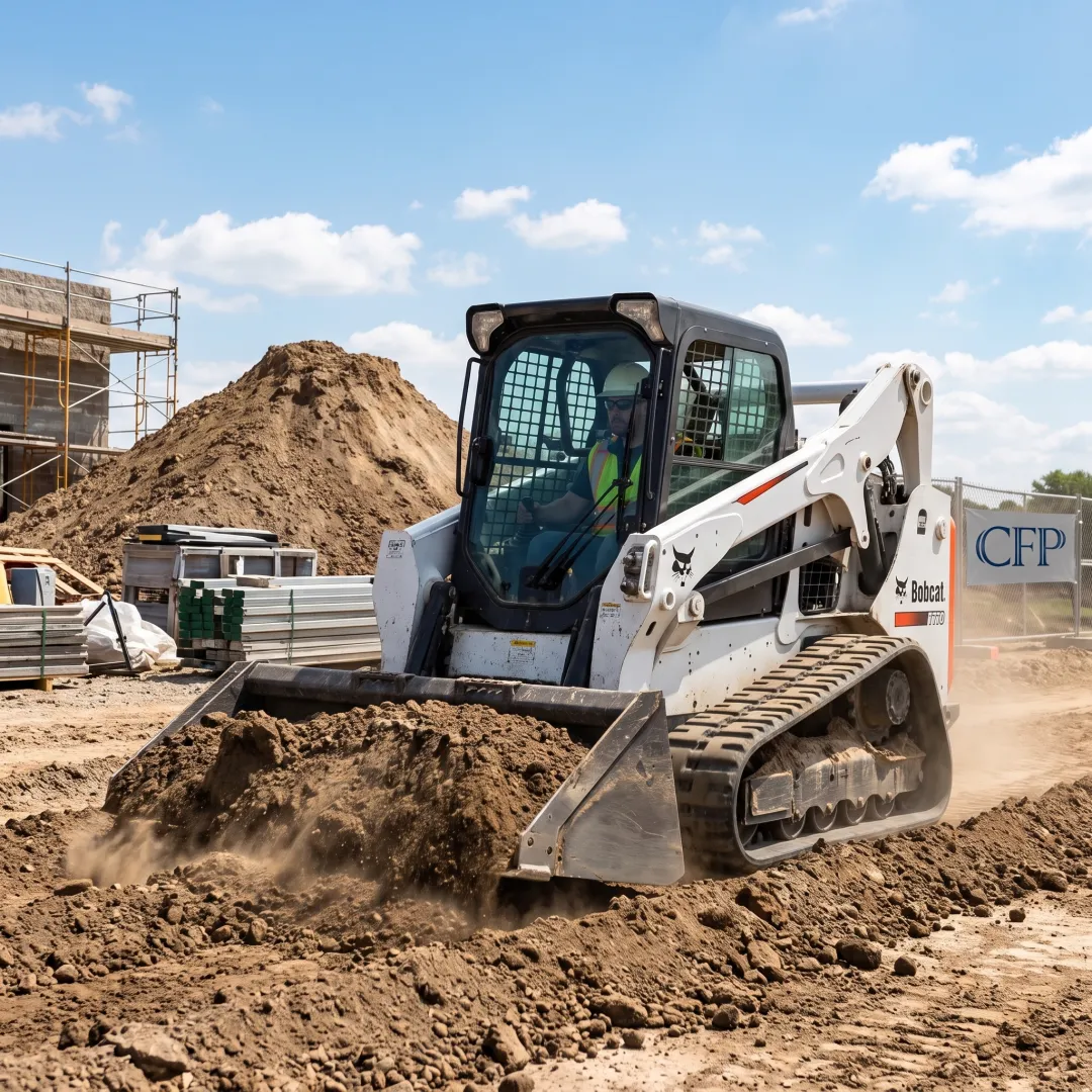 Compact track loader working at a commercial jobsite
