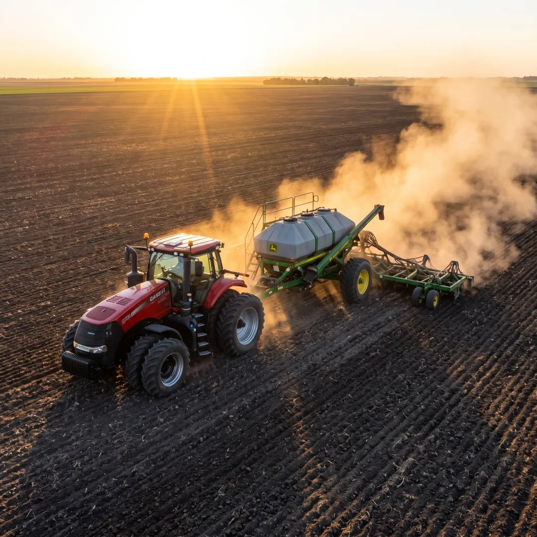 Air seeder working across a field