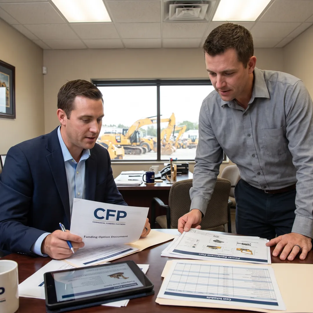 Finance professional reviewing power equipment project plans
