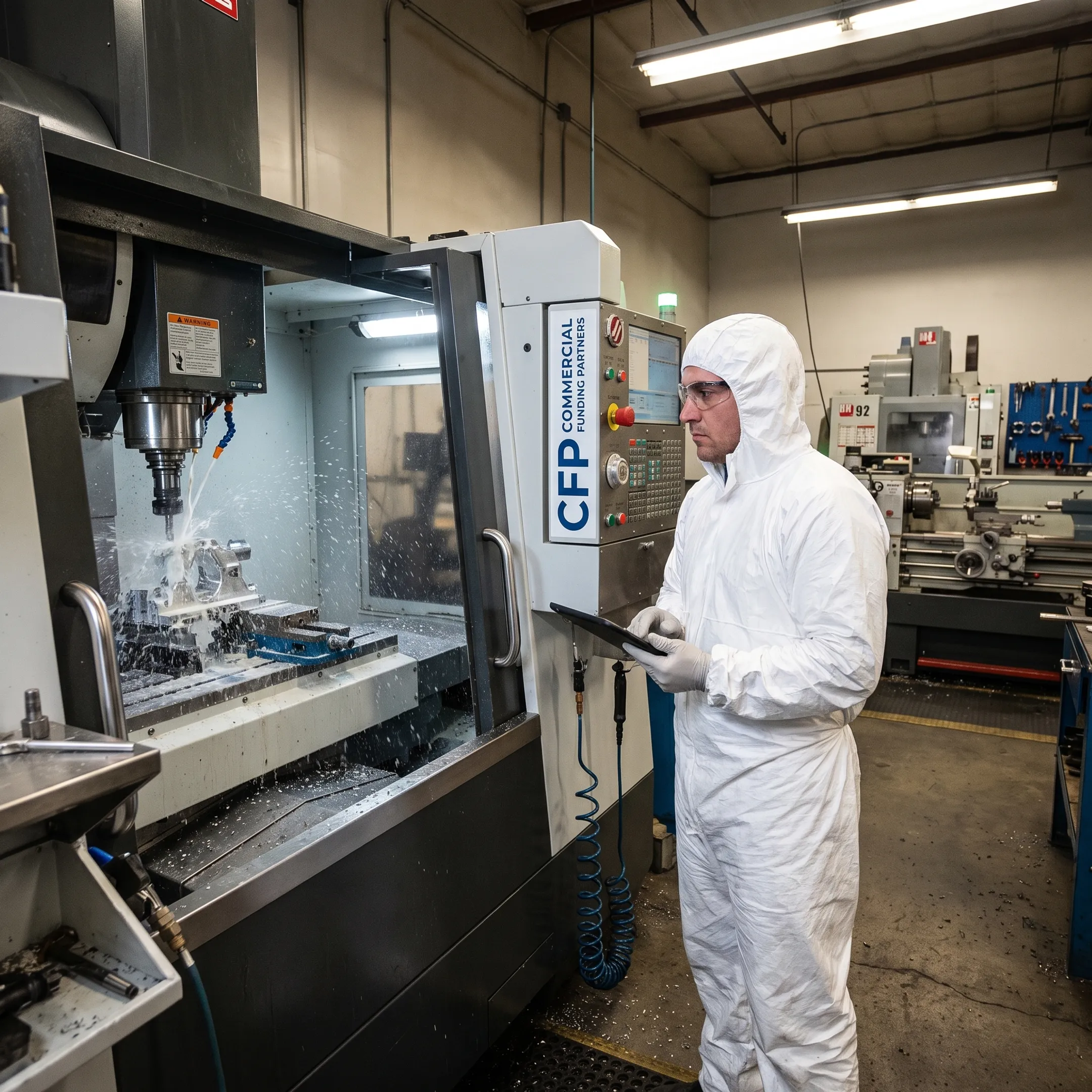 Modern CNC machine tool operating in a manufacturing facility