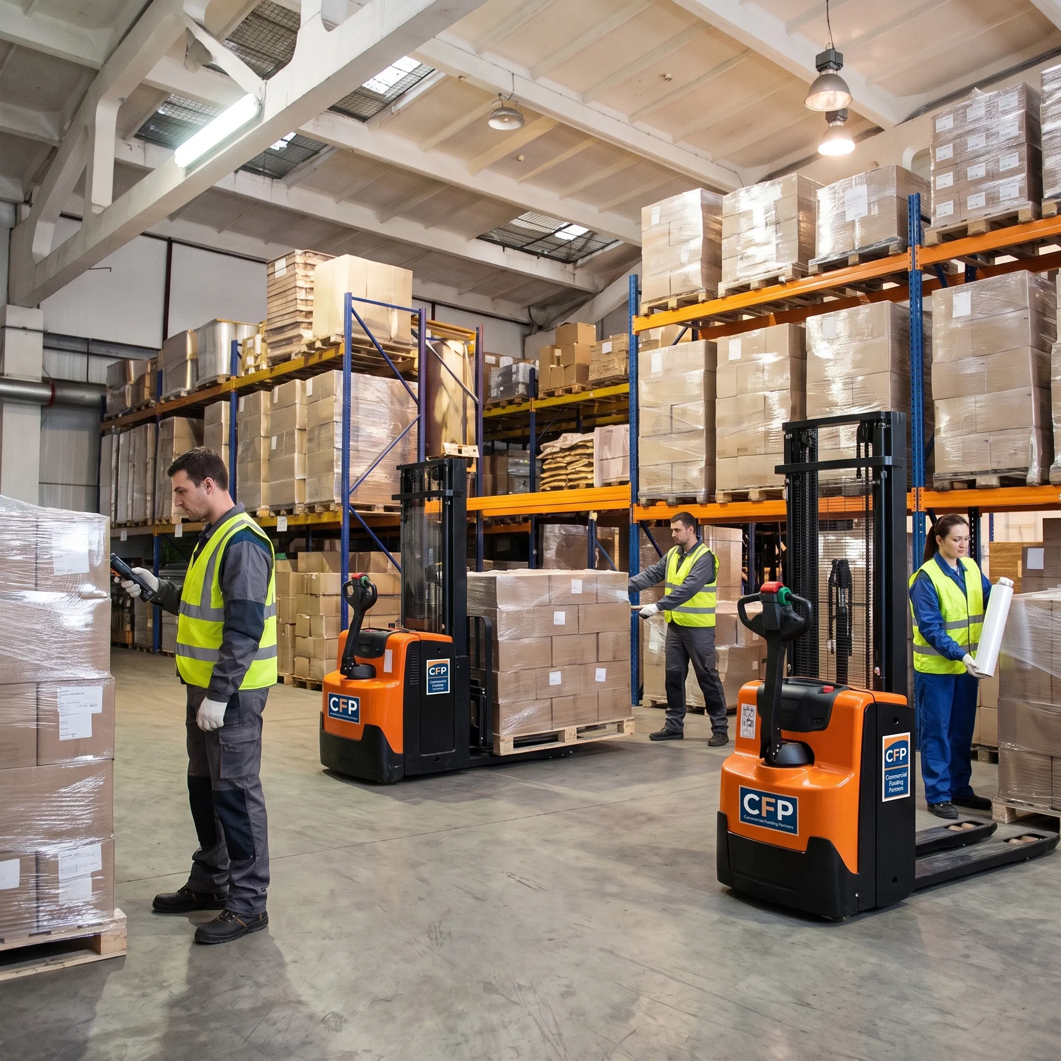 Material-handling equipment in a distribution center