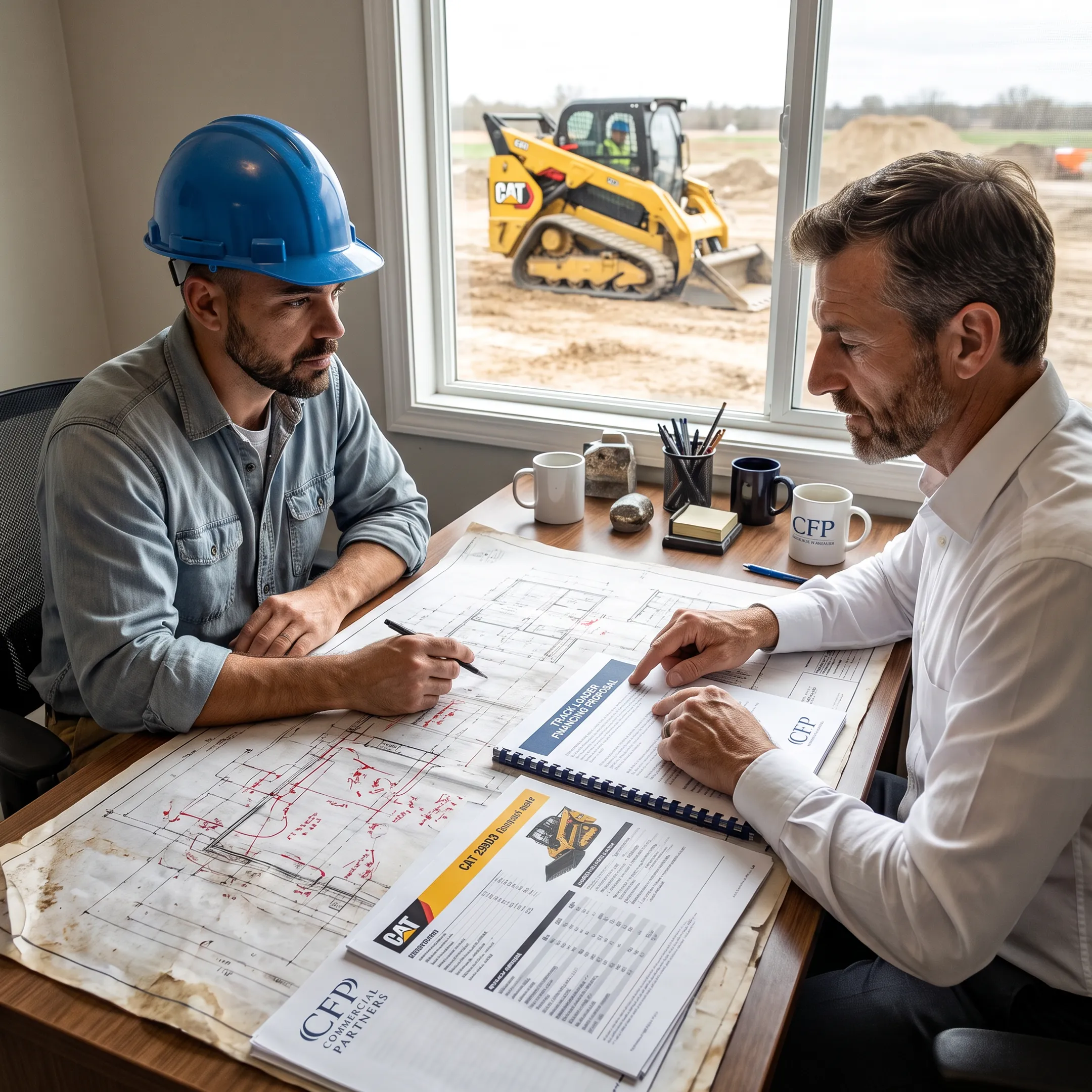 Finance professional reviewing track loader equipment proposal