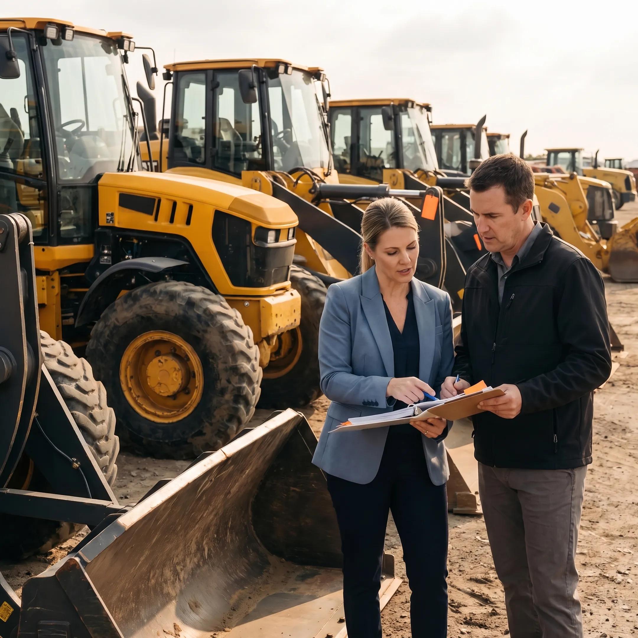 Finance professional reviewing a heavy equipment project plan